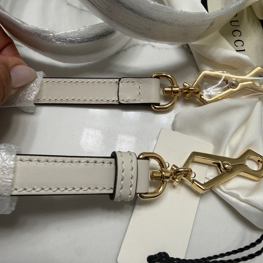 Cream Leather Strap with Gold Hardware